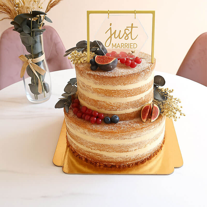 Green Wedding Vanille-Himbeere 2-stöckig inkl. Deko und Cake-Topper