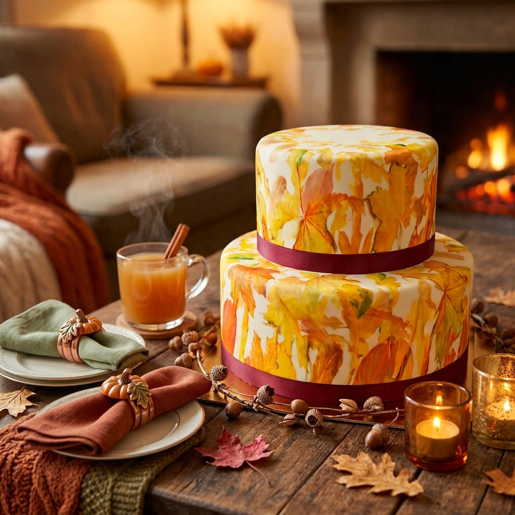 2-stöckige Deluxe Herbstblätter-Torte