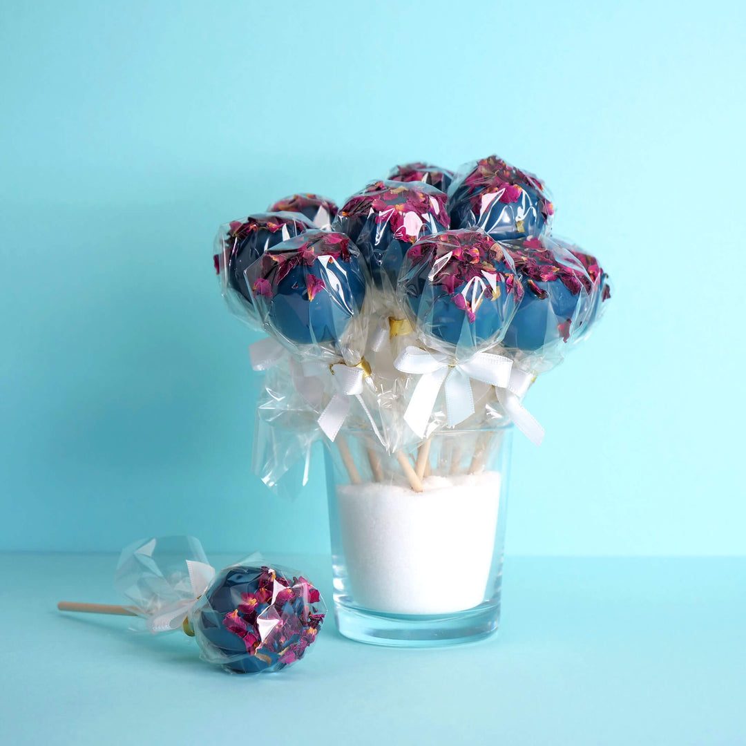 Blaue Rosenblüten Cake-Pops (12 Stück)