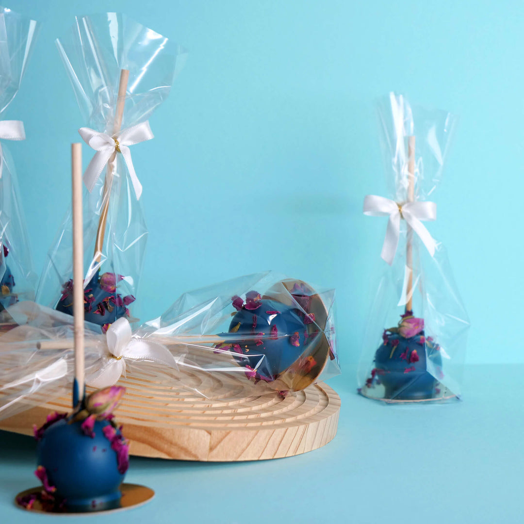 Blaue Rosenblüten Deluxe-Cake-Pops (10 Stück)