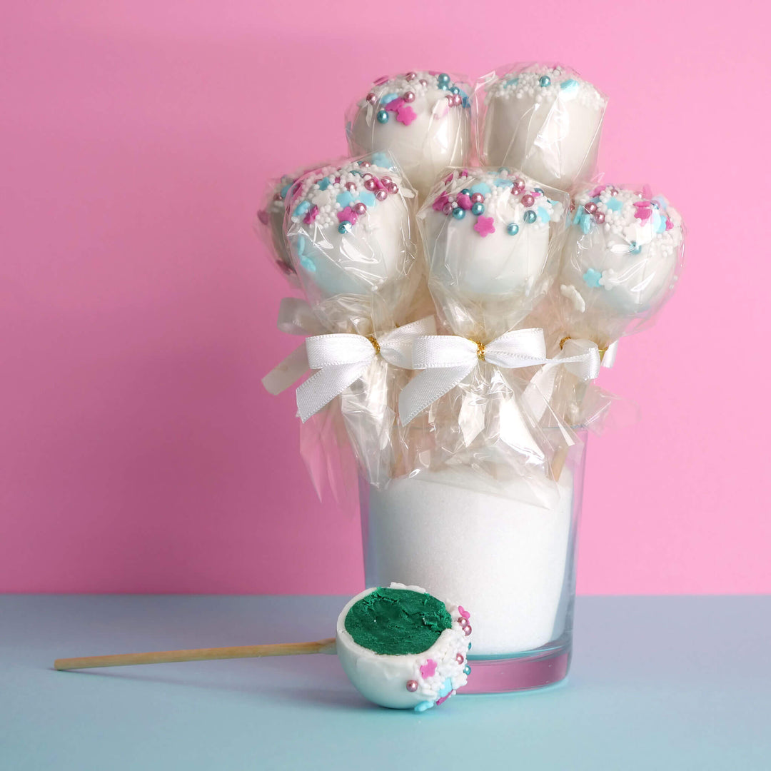 Blaue Gender Reveal Cake-Pops "It´s a Boy" (12 Stück)