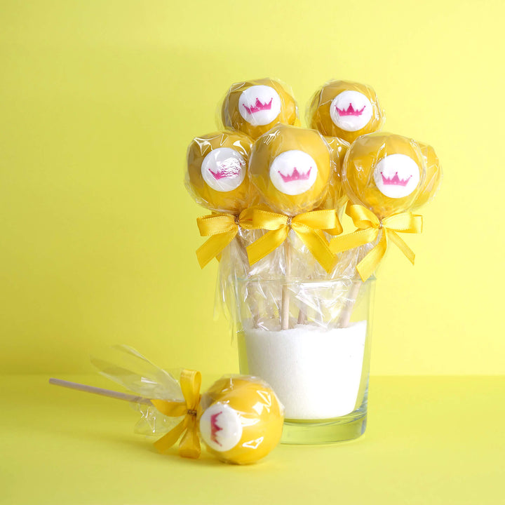 Einfarbige bunte Cake-Pops mit Logo (12 Stück)