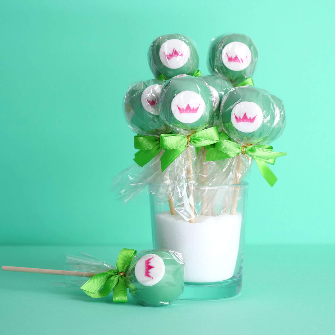 Einfarbige bunte Cake-Pops mit Logo (12 Stück)