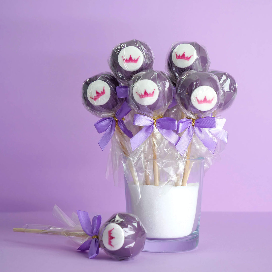 Einfarbige bunte Cake-Pops mit Logo (12 Stück)