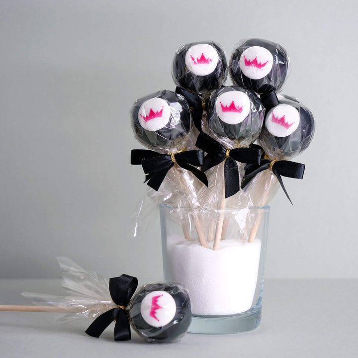 Einfarbige bunte Cake-Pops mit Logo (12 Stück)