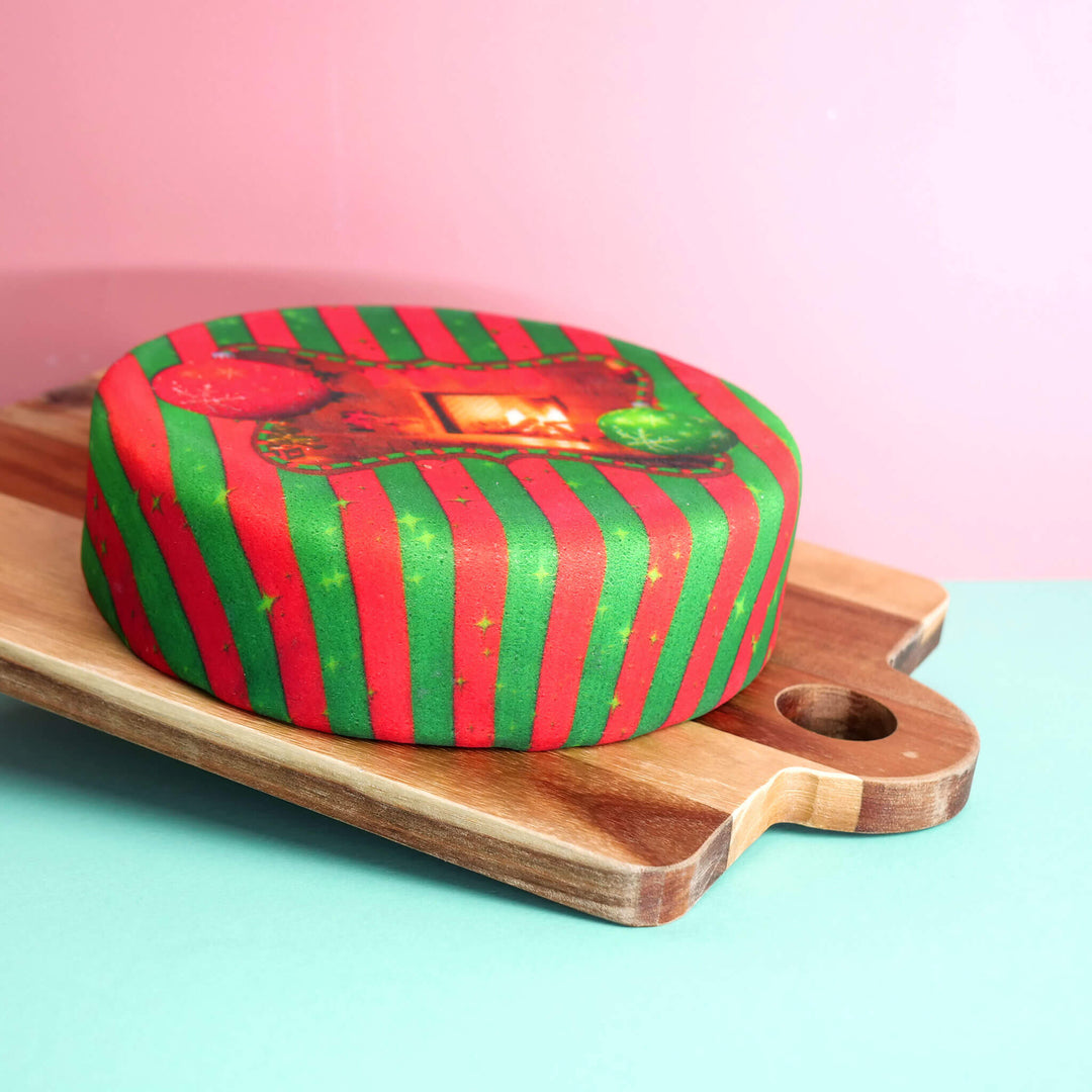 Fototorte mit Weihnachts-Rahmen, rund