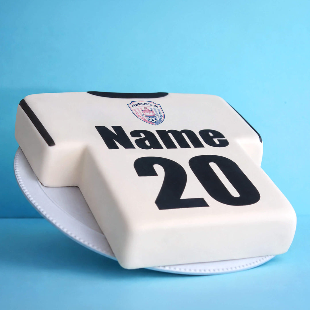 Fußballtrikot-Torte mit Wappen, weiß