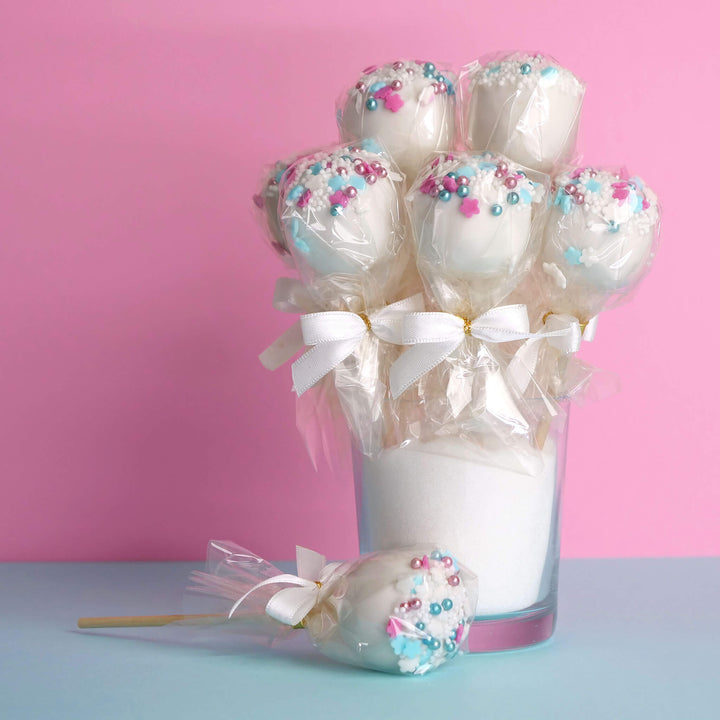 Blaue Gender Reveal Cake-Pops "It´s a Boy" (12 Stück)
