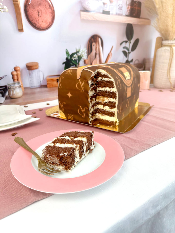 Handtaschen-Torte VG, braun mit beigen Details