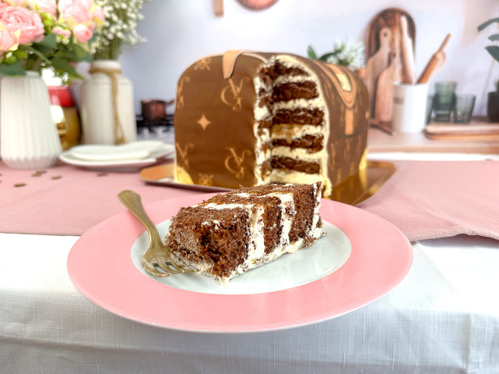 Handtaschen-Torte VG, braun mit beigen Details