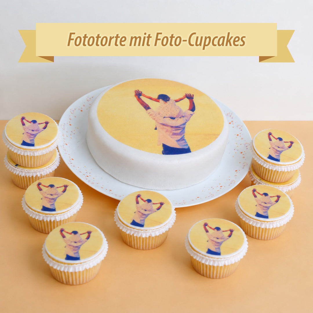 Fototorten-Set mit Keksen oder Cupcakes