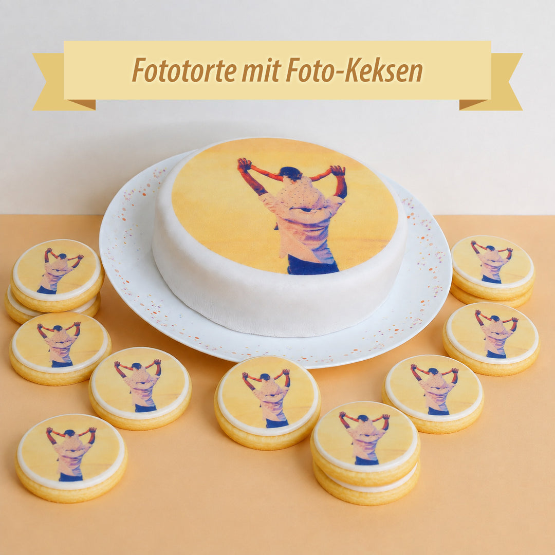 Fototorten-Set mit Keksen oder Cupcakes