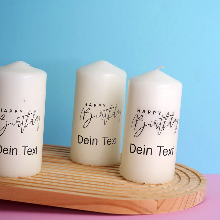 Individuelle Geburtstagskerze „Happy Birthday“ mit Wunschtext