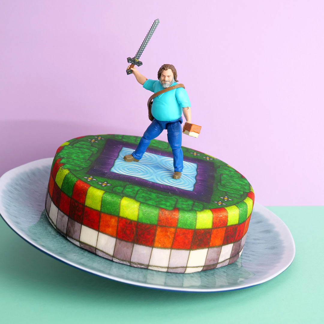 Minecraft®-Figur auf Dimensionsportal-Torte