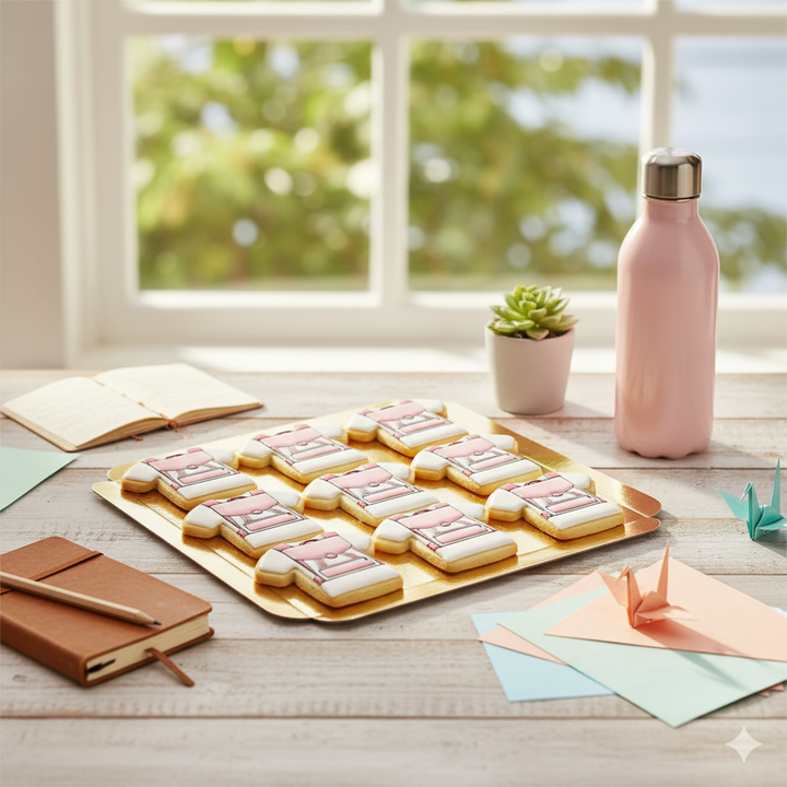 Pinke Schulranzen-Kekse (12 Stück)