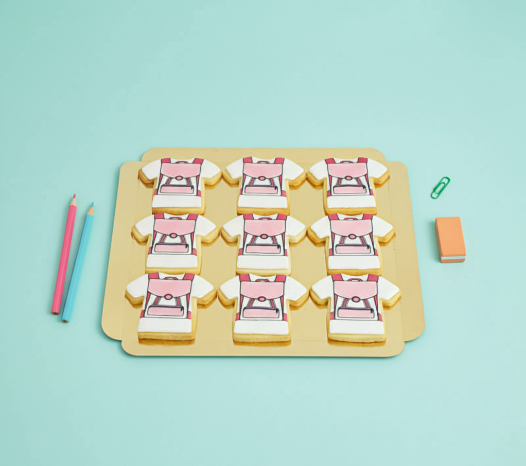 Pinke Schulranzen-Kekse (12 Stück)