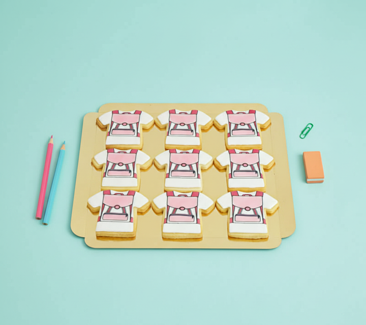 Pinke Schulranzen-Kekse (12 Stück)