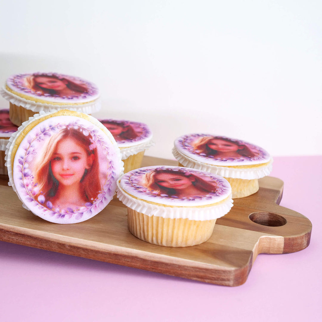 Rosa Eukalyptus Foto-Cupcakes (9 Stück)