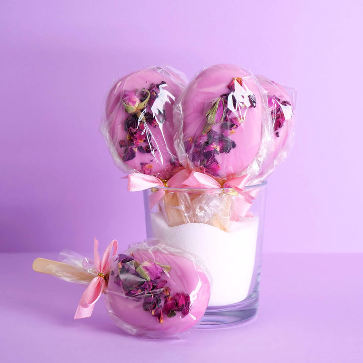 Rosa Rosenblüten Cake-Popsicle (10 Stück)