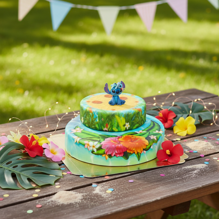 Stitch® auf 2-stöckiger Tropenstrand-Torte