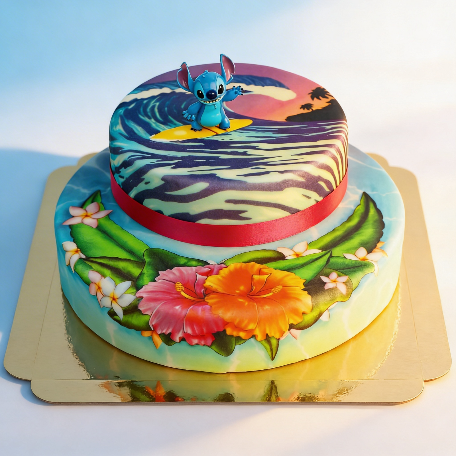 Stitch® auf 2-stöckiger Surfer-Torte