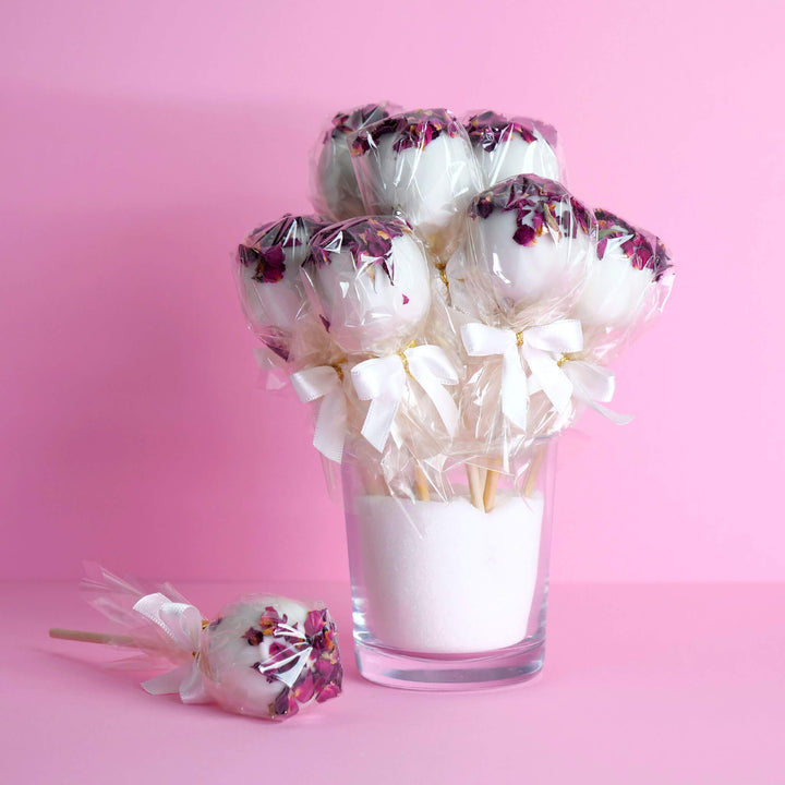 Weiße Rosenblüten Cake-Pops (12 Stück)
