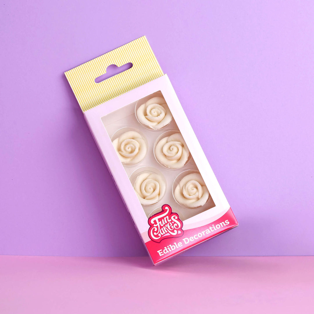 Zuckerrosen Weiß (6er Set)