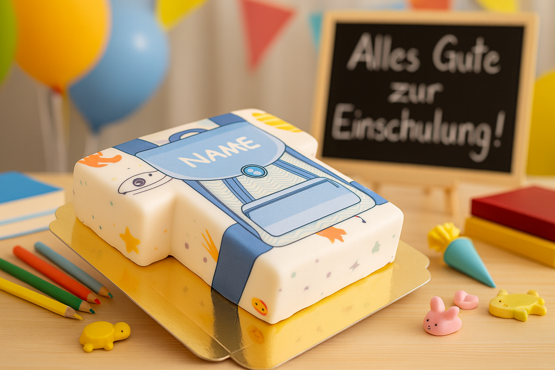Blaue Schulranzen-Torte