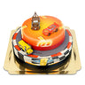 Cars® 2 - Lightning McQueen, Hook und Miss Fritter auf zweistöckiger Rennstrecke-Torte mit Band