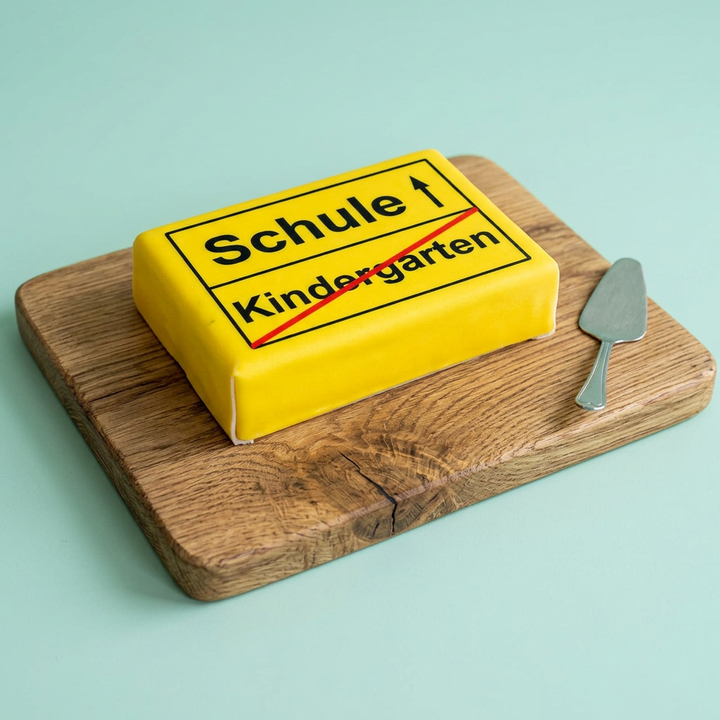 Eckige Straßenschild-Torte Einschulung
