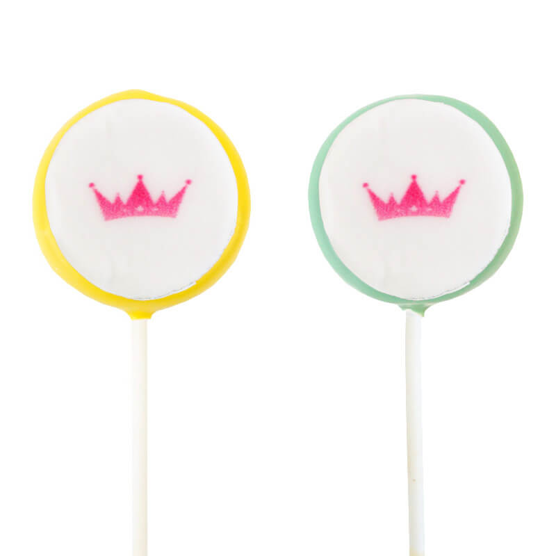 Bunte Flatpops mit Logo in 2 Farben (2x6 Stück)