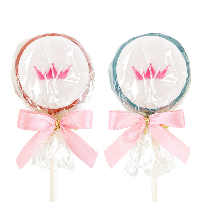 Bunte Flatpops mit Logo in 2 Farben (2x6 Stück)