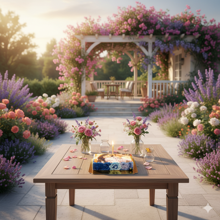 Fototorte im bunte Blumen-Rahmen