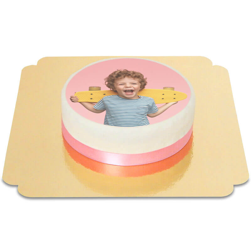 Runde Fototorte mit Tortenband