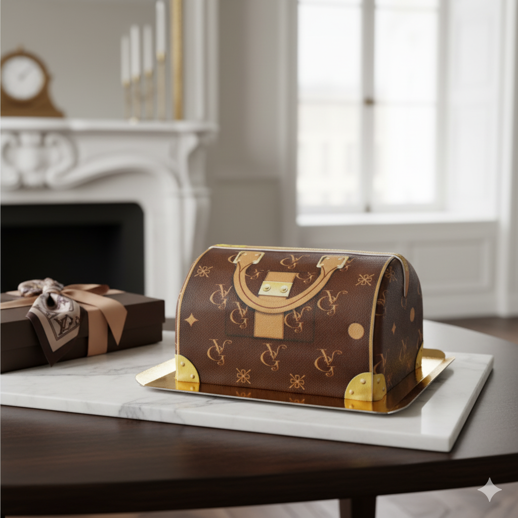 Handtaschen-Torte VG, braun mit beigen Details