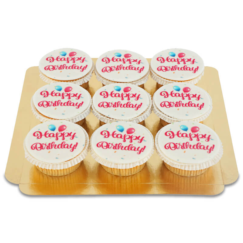 Happy Birthday Pink Cupcakes (9 Stück)