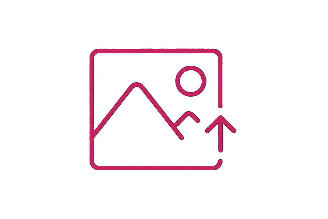 icon for uploading an image, the image part should be the major focus, the upload part smaller