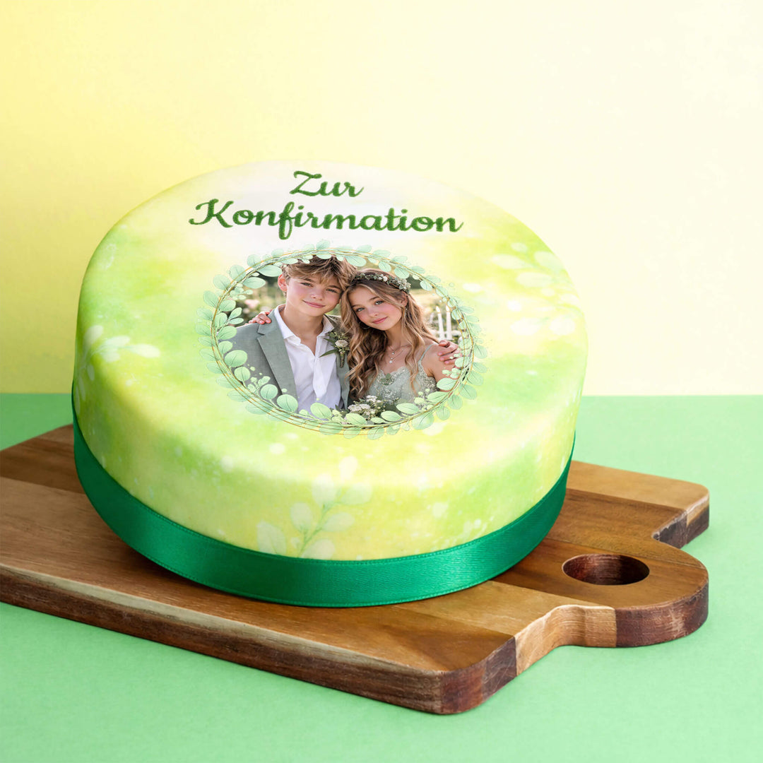 Konfirmation-Fototorte Eukalyptus