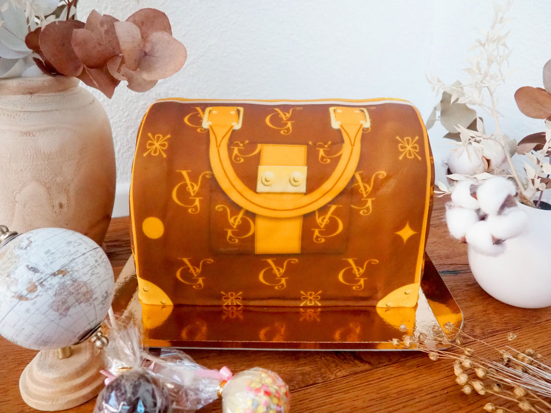 Handtaschen-Torte VG, braun mit beigen Details