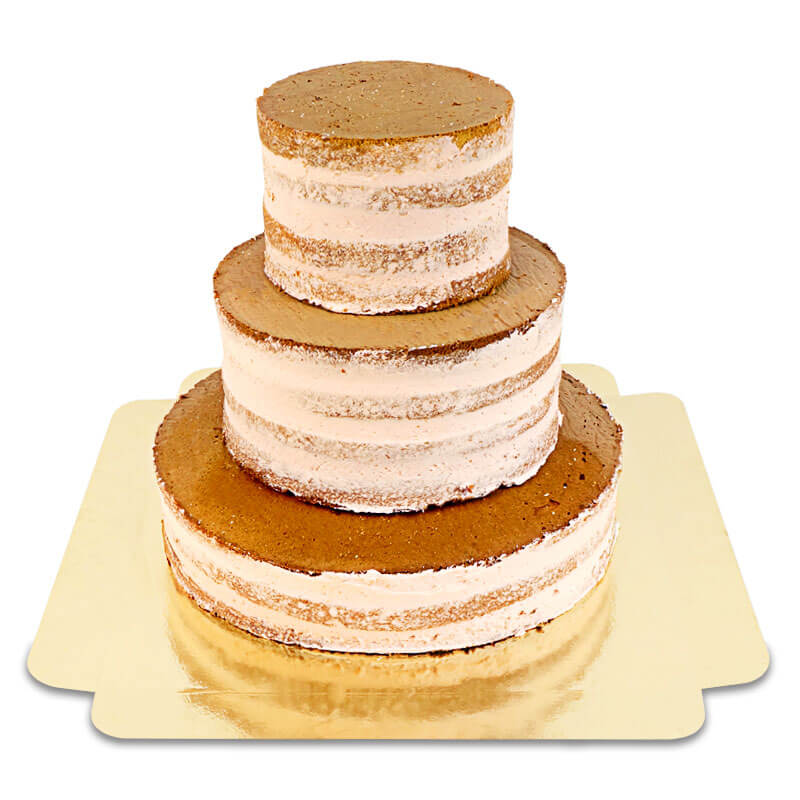 Naked Cake Pfirsisch-Maracuja 3-stöckig mit Keks-Crunch
