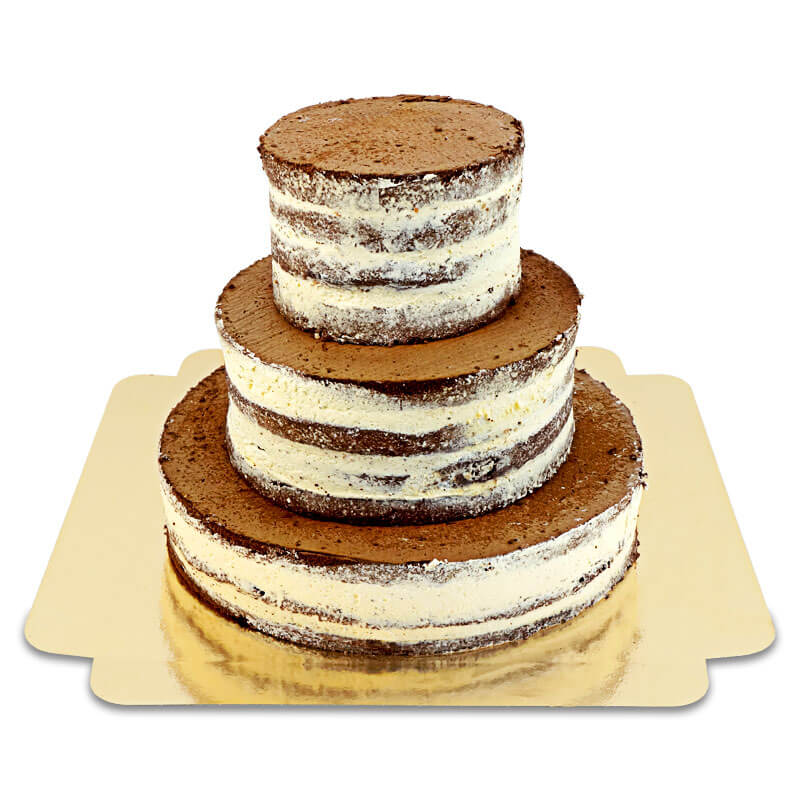 Naked Cake Schoko-Vanille 3-stöckig