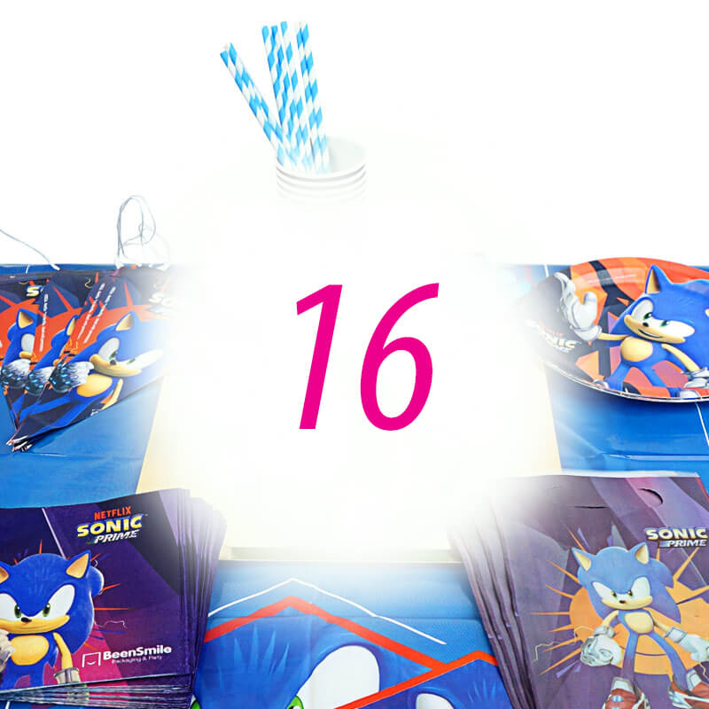Sonic® Partyset für 16 Personen - ohne Torte