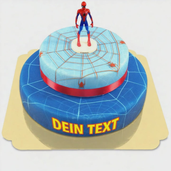 Spider-Man® auf zweistöckiger Spinnennetz-Torte mit Band