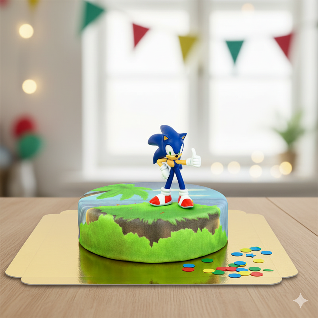 Sonic® Figur auf Insel-Torte
