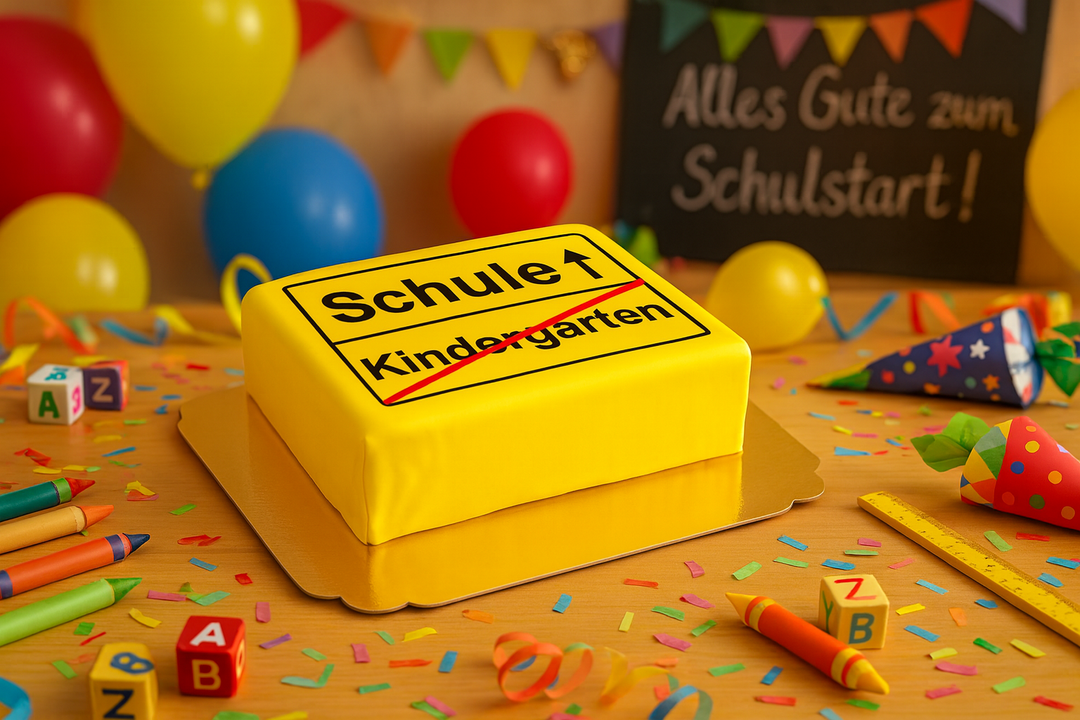 Eckige Straßenschild-Torte Einschulung