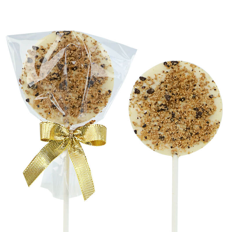 Lollis mit weißer Schokolade & Cookie Crumble (10 Stück)