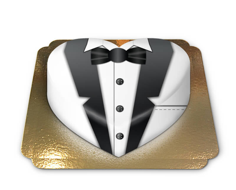 Weiße Bräutigam-Torte in Herzform